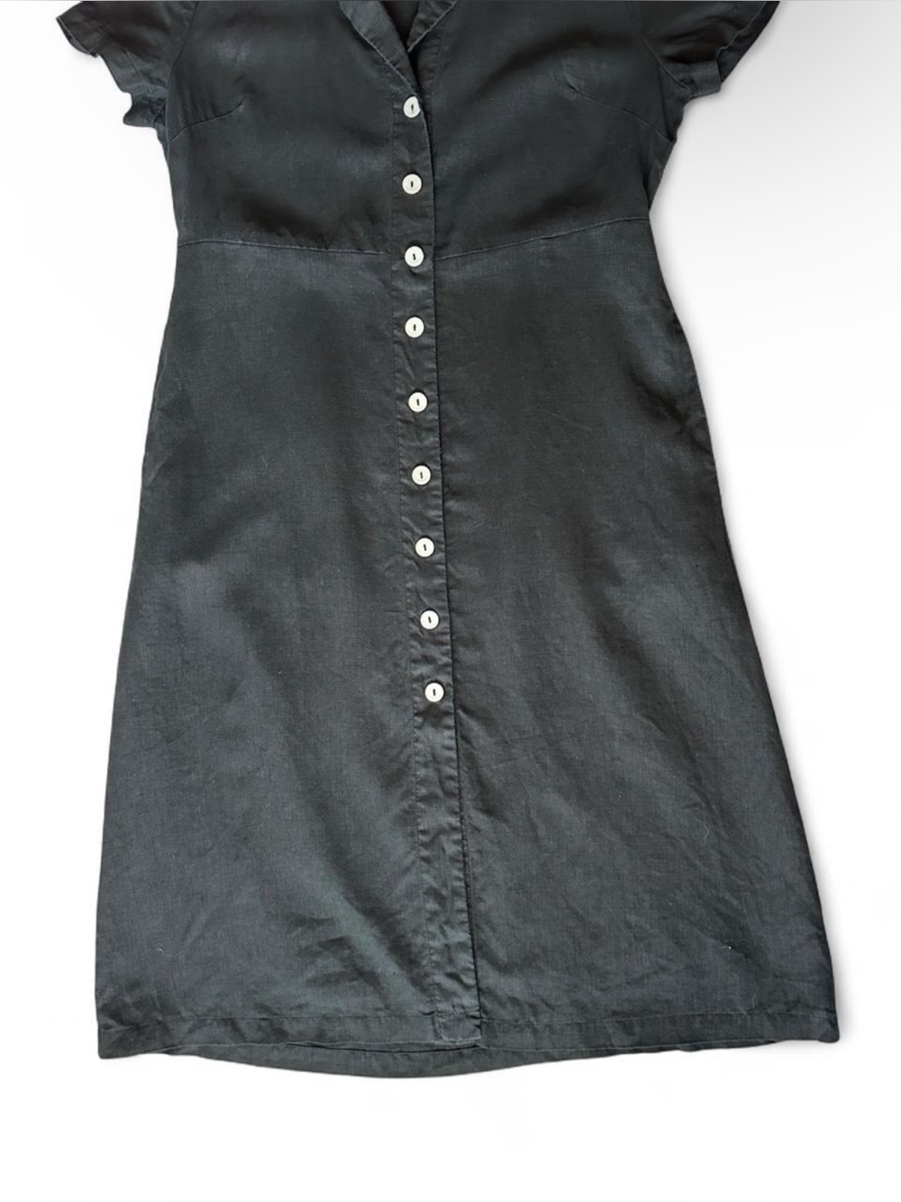Quince 100% European Linen Button-Front Black Short-Sleeve Dress Women’s - Large - Picture 7 of 12